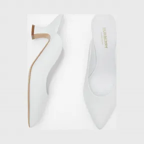 博百利/Burberry 女士 皮革尖头穆勒鞋 (白色) 80174631