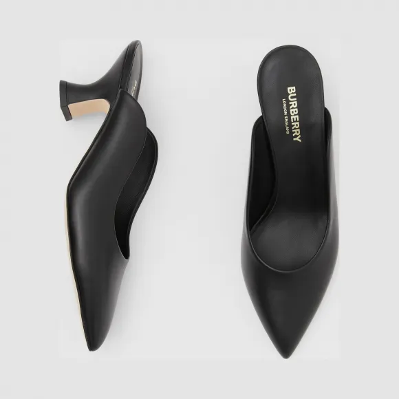 博百利/Burberry 女士 皮革尖头穆勒鞋 (黑色) 80174641