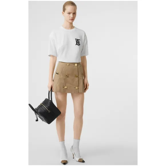 博百利/Burberry 女士 专属标识图案棉质宽松 T 恤衫 (白色) 80174731