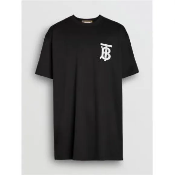 博百利/Burberry 男士 专属标识图案棉质宽松 T 恤衫 (黑色) - 男士  80174841
