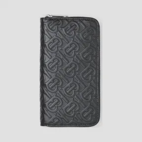 博百利/Burberry 专属标识皮革全拉链钱夹 (黑色) - 男士  80176521