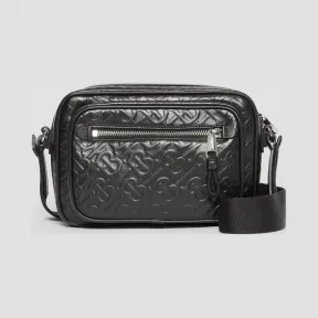 博百利/Burberry 男士 专属标识皮革斜背包 (黑色) 80177221