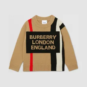 博百利/Burberry 徽标标志性条纹嵌花羊毛衫  P80178681