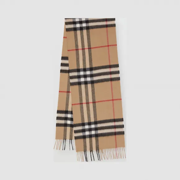 博百利/Burberry 女士 经典格纹羊绒围巾 (典藏米色)  80181731