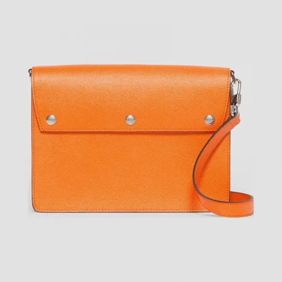 博百利/Burberry 男士 三粒铆钉粒纹皮革斜背包 (亮橘色) 80182451