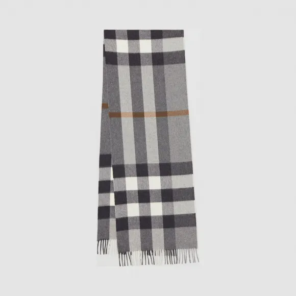 博百利/Burberry 女士 格纹羊绒围巾 (灰色)  80184561