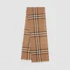 博百利/Burberry 女士 轻盈格纹丝毛混纺围巾 (中调驼色)  80184701