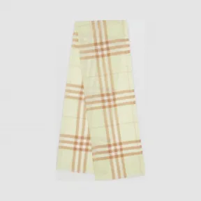 博百利/Burberry 女士 轻盈格纹丝毛混纺围巾 (淡绿色)  80184711