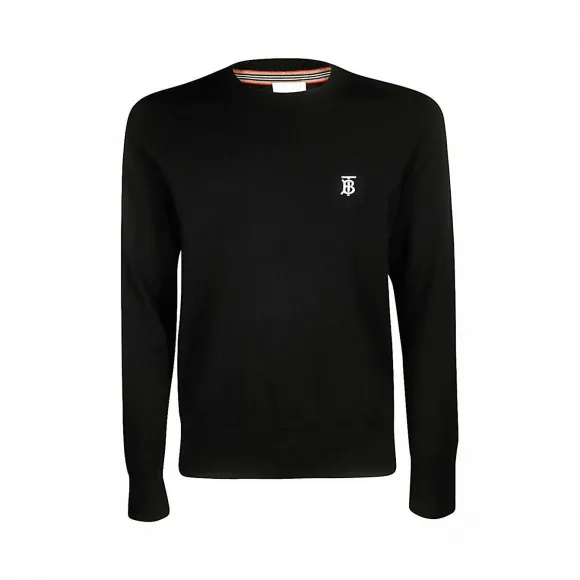 博百利/Burberry 男士 专属标识图案美利奴羊毛针织衫 (黑色) 80186661