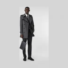 博百利/Burberry 羊毛混纺 Trench 风衣 (炭灰色) - 男士  80188171