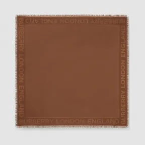 博百利/Burberry 女士 专属标识丝毛混纺提花大号方巾 (深栗棕色)  80190231