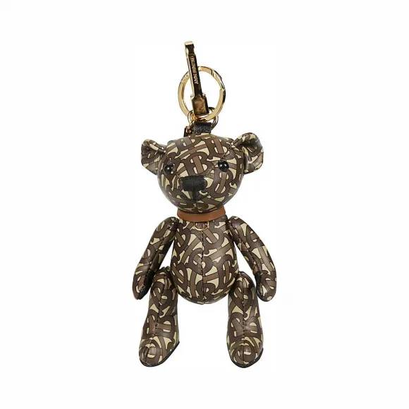 博百利/Burberry 女士 专属标识印花皮革 Thomas 泰迪熊吊饰 (马鞍棕)  80190641