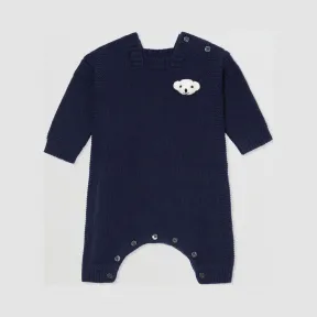 博百利/Burberry 童装 Thomas 泰迪熊装饰羊毛混纺连身衣 (海军蓝) 80212291