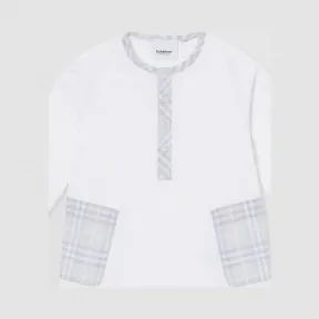 博百利/Burberry 童装 格纹装饰棉质连身衣 (白色) 80214031