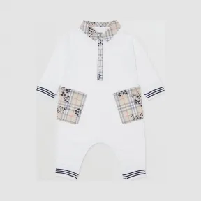 博百利/Burberry 童装 星辰印花格纹装饰棉质连身衣 (白色) 80214041