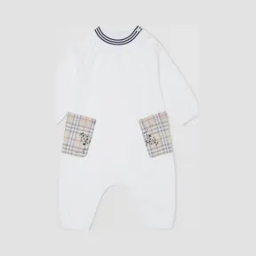 博百利/Burberry 童装 星辰印花格纹装饰棉质连身衣 (白色) 80214051