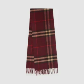 博百利/Burberry 女士 经典格纹羊绒围巾 (勃艮第酒红色)  80216951