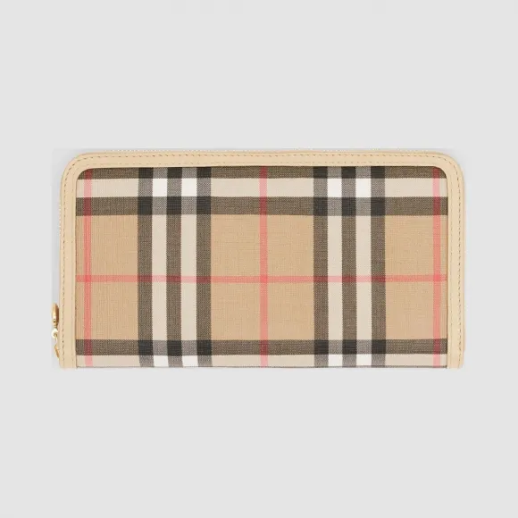 博百利/Burberry Vintage 格纹环保帆布拼皮革钱夹  P80217291