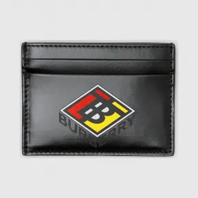 博百利/Burberry 男士 徽标图案帆布卡片夹 (黑色) 80217671