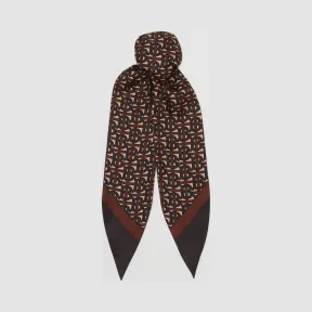 博百利/Burberry 女士 专属标识印花丝质头巾 (深棕色) 80219391