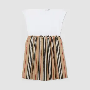 博百利/Burberry 标志性条纹棉质连衣裙 (典藏米色)  80223141