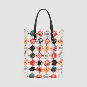 博百利/Burberry 男士 瓶盖印花尼龙托特包 (黑色)  80223651