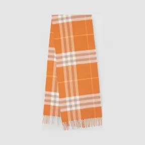 博百利/Burberry 经典格纹羊绒围巾 (亮蜜瓜色)  80226771