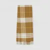 博百利/Burberry 经典格纹羊绒围巾 (深橄榄色)  80226811