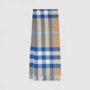博百利/Burberry 格纹羊绒围巾 (典藏米色/墨蓝色)  80226851