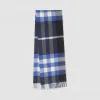 博百利/Burberry 格纹羊绒围巾 (黑色 / 蓝铃草色)  80226871