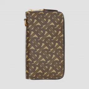 博百利/Burberry 专属标识印花环保帆布手机钱夹 (马勒棕) - 男士  80229471