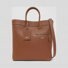 博百利/Burberry 粒纹皮革托特包 (棕褐色)  80230511