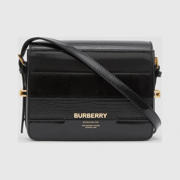 博百利/Burberry Grace - 小号鹿皮拼麂皮格雷丝包 (黑色) - 女士  80231121