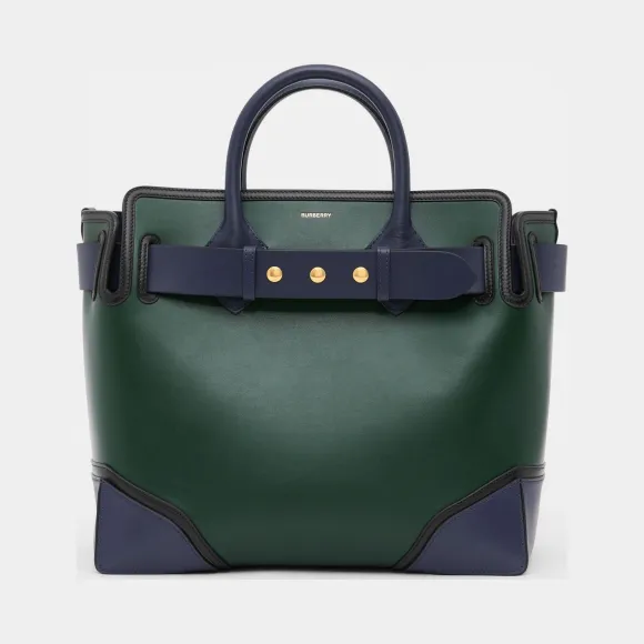 博百利/Burberry The Belt - 中号皮革三粒铆钉装饰贝尔特包 (深松柏绿) - 女士  80231371