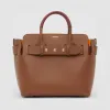 博百利/Burberry The Belt - 小号三粒铆钉装饰皮革贝尔特包 (棕褐色) - 女士  80232551