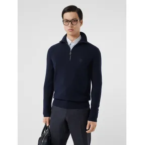 博百利/Burberry 专属标识图案高领羊绒针织衫 (海军蓝) - 男士  80234061