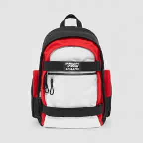 博百利/Burberry 大号拼色 Nevis 双肩包 (白色 / 红色 / 黑色)  80236421