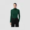 博百利/Burberry 徽标刺绣羊绒混纺高翻领针织衫 (深绿色) - 女士  80238291