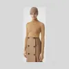 博百利/Burberry 刺绣徽标羊绒混纺高翻领针织衫 (典藏米色) - 女士  80238311