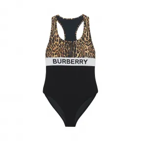 博百利/Burberry Logo与豹纹细节连体泳衣 80246641