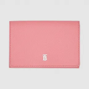 博百利/Burberry 小号粒纹皮革折叠钱夹 (棉花糖色 / 钯金色) - 女士  80249631