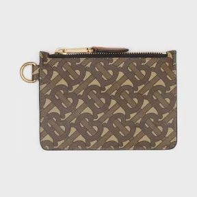 博百利/Burberry 专属标识印花环保帆布拉链零钱夹 (马勒棕) - 男士  80249901