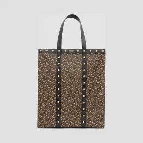 博百利/Burberry 专属标识印花环保帆布竖版托特包 (黑色)  80250671