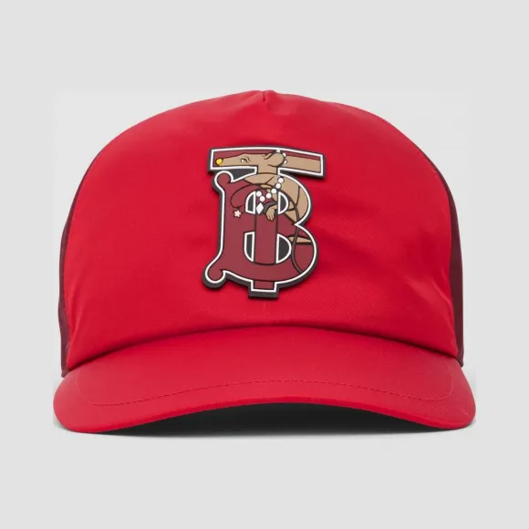 博百利/Burberry 专属标识图案双色棒球帽 (亮红色)  80251851