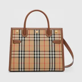 博百利/Burberry Title - 小号 Vintage 格纹双提柄泰尔勒手袋 (典藏米色) - 女士  80252741