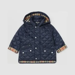 博百利/Burberry 可拆式连帽菱形绗缝外套 (海军蓝) - 儿童  80253331