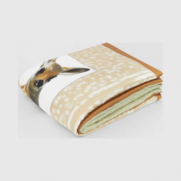 博百利/Burberry 鹿印花专属标识丝缎提花盖毯  P80256371