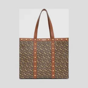 博百利/Burberry 小号专属标识印花环保帆布托特包 (棕褐色)  80258371