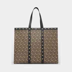 博百利/Burberry 专属标识印花环保帆布托特包 (黑色)  80258391