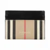 博百利/Burberry 标志性条纹环保帆布拼皮革卡片夹 (典藏米色)  80260001